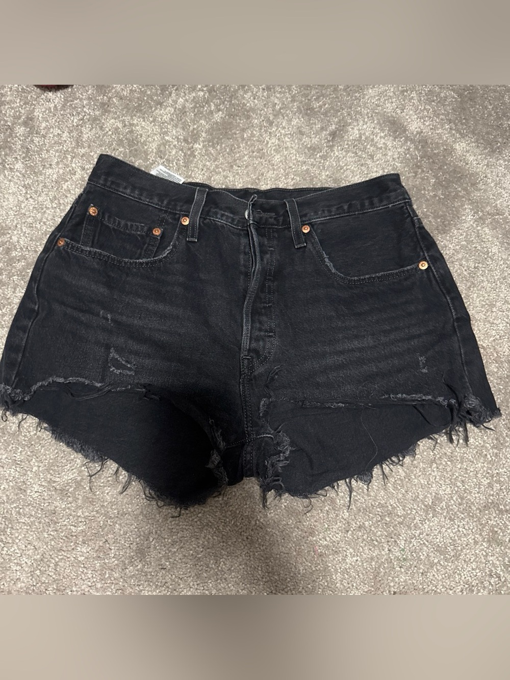Levi's Black Distressed High-Rise Jean Shorts